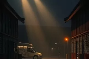 《第十四号月台》电影封面：夜晚的火车站月台